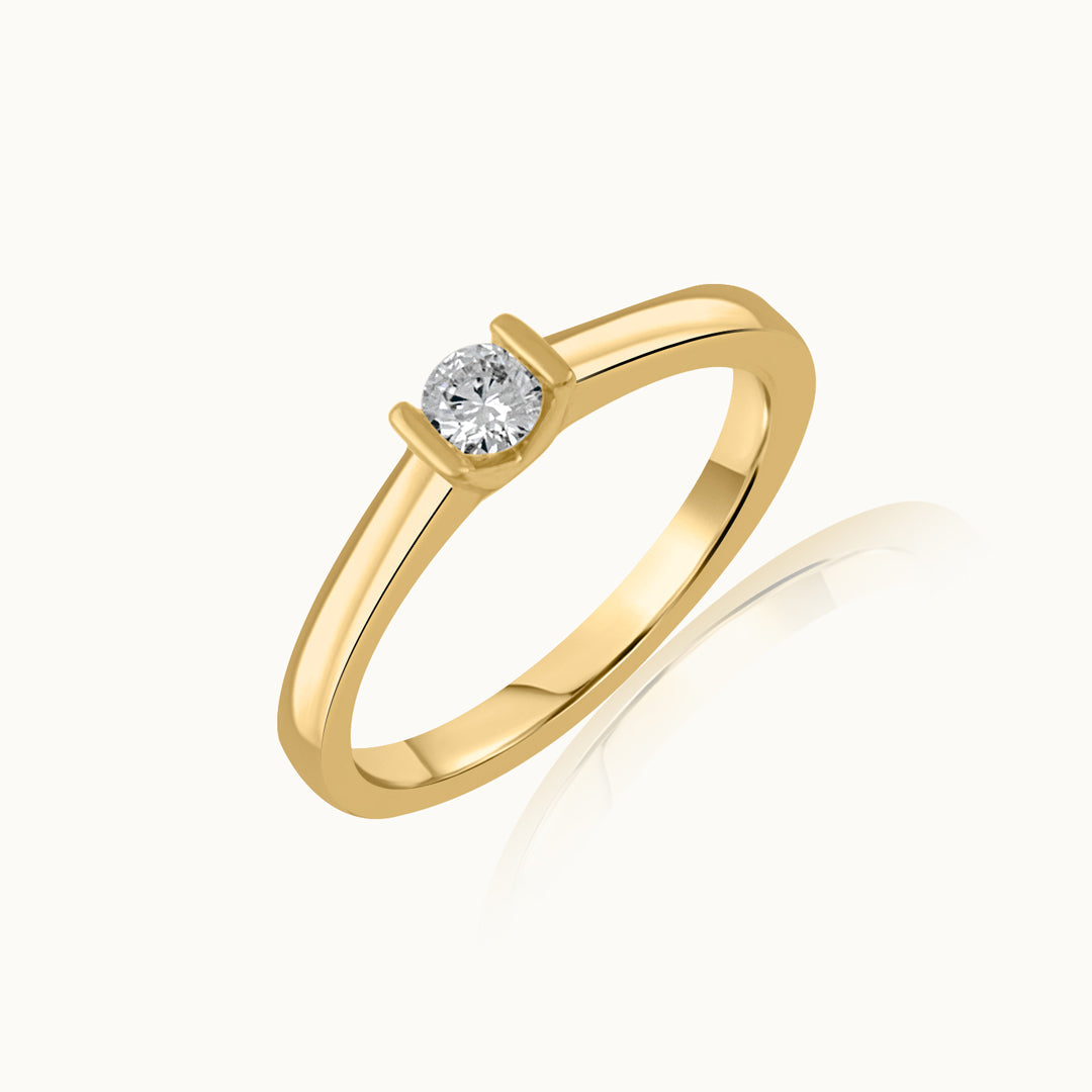 V Solitaire Ring, 14K Solid Gold, 1/5 ct Lab Grown Diamond-3