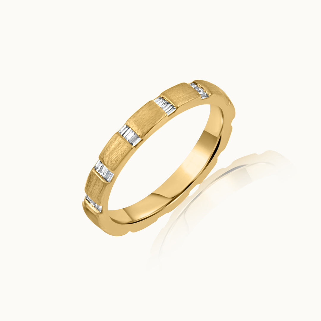 Textured Baguette Diamond Band, 14K Solid Gold, 1/10 ct Lab Grown Diamond-3