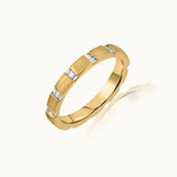 Textured Baguette Diamond Band, 14K Solid Gold, 1/10 ct Lab Grown Diamond-3