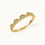 Scallop Stacker Diamond Band, 14K Solid Gold, 1/6 ct Lab Grown Diamond-3