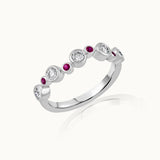 Created Ruby Scattered Diamond Band, Sterling Silver, 3/8 ct Lab Grown Diamond-3