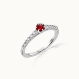 Created Ruby Sleek Diamond Ring, Sterling Silver, 1/4 ct Lab Grown Diamond-3