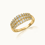 Stunning Three Row Diamond Ring, 14K Solid Gold, 5/8 ct Lab Grown Diamond-3