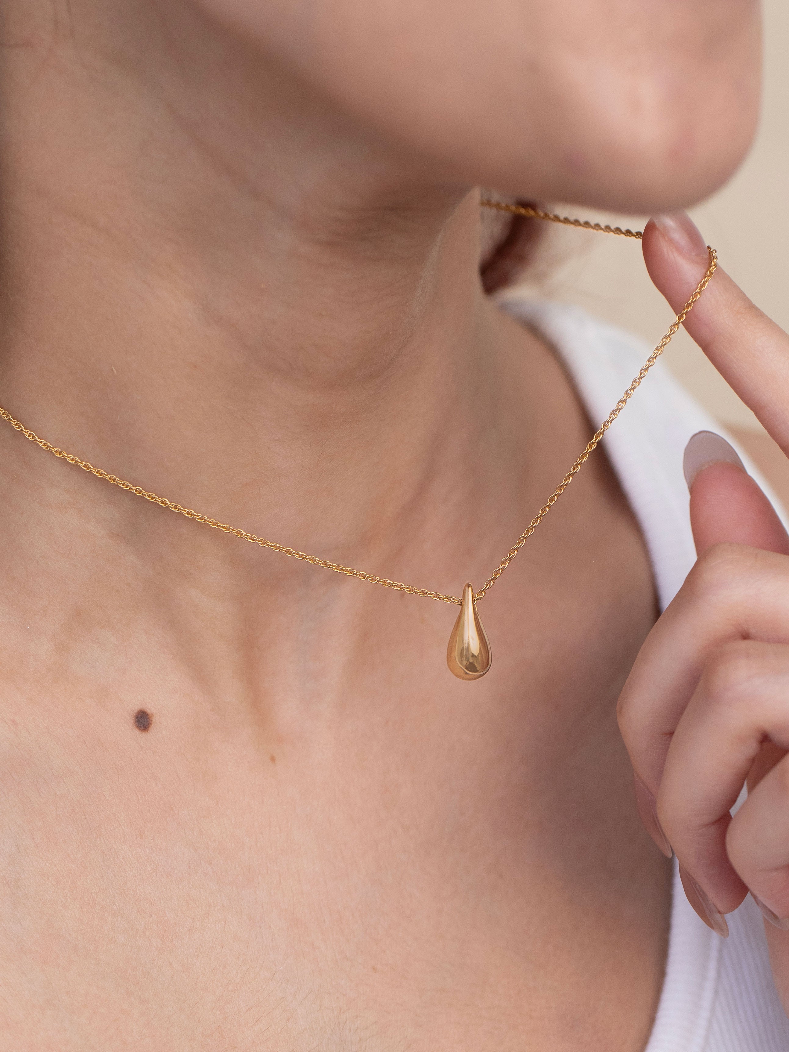 Teardrop Pendant Necklace, 14K Gold Vermeil-2