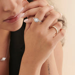 Classic Cushion Pearl Diamond Ring, Sterling Silver, 1/3 ct Lab Grown Diamond-4