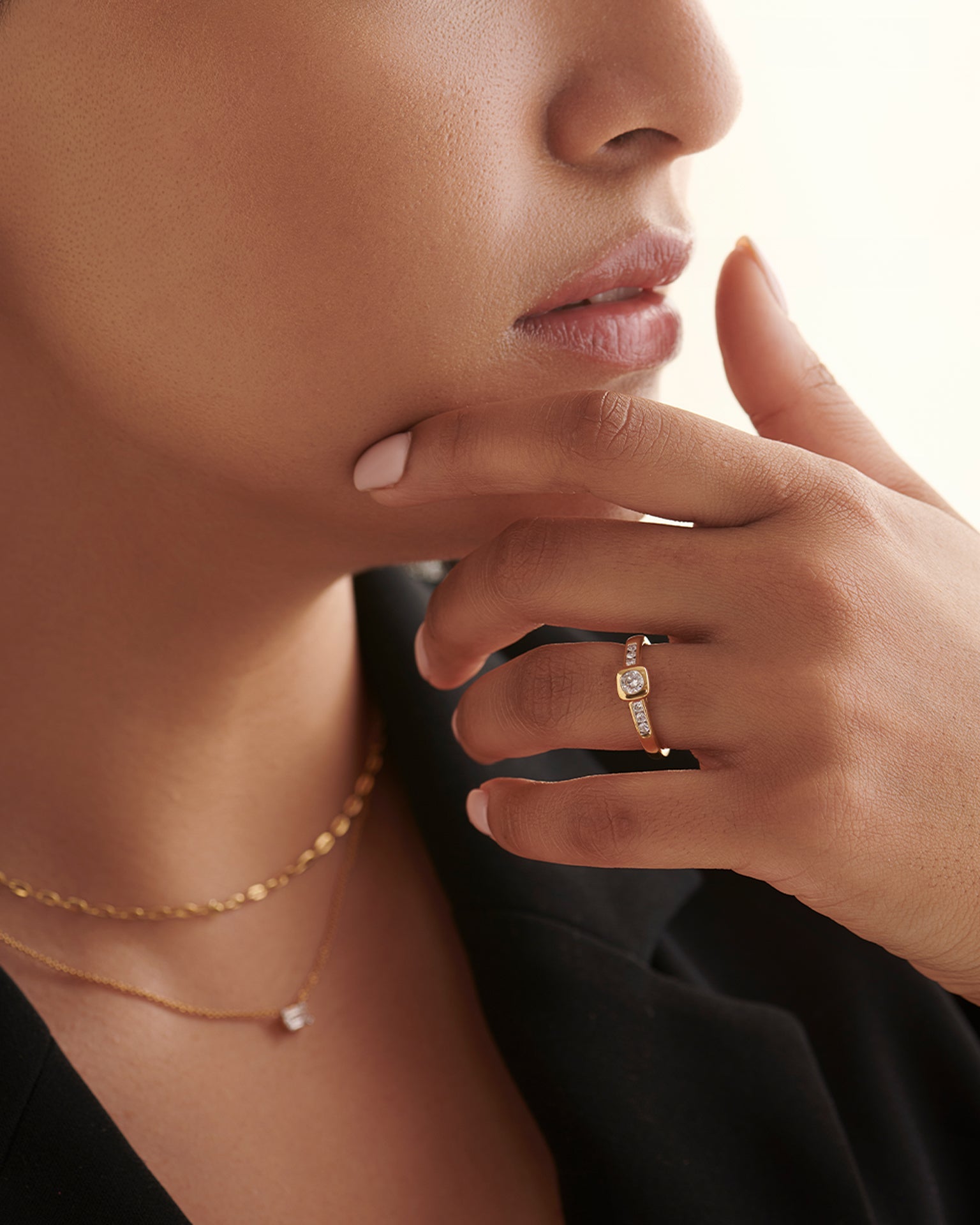 Square Solitaire Ring, 14K Gold Vermeil, 1/3 ct Lab Grown Diamond-4