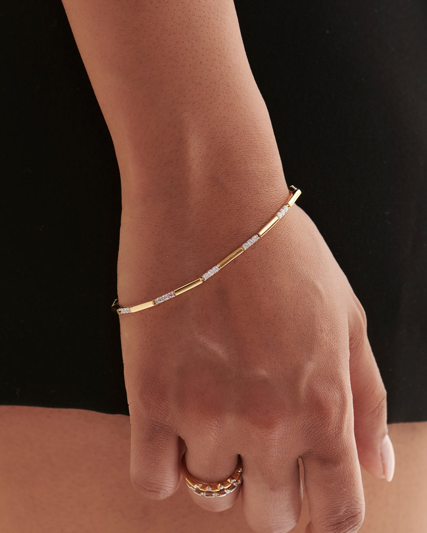 Station Bar Diamond Link Bracelet, 14K Gold Vermeil, 1 ct Lab Grown Diamond-4