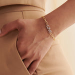 Love Diamond Paperclip Bracelet, 14K Solid Gold, 1/4 ct Lab Grown Diamond-5