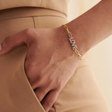 Love Diamond Paperclip Bracelet, 14K Solid Gold, 1/4 ct Lab Grown Diamond-5