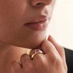 Created Ruby Halo Diamond Band, 14K Gold Vermeil, 1/6 ct Lab Grown Diamond-4