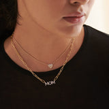Mom Diamond Paperclip Necklace, 14K Solid Gold, 1/4 ct Lab Grown Diamond-4