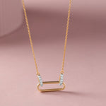 Interlocking Paperclip Diamond Necklace, 14K Solid Gold, 1/10 ct Lab Grown Diamond-5
