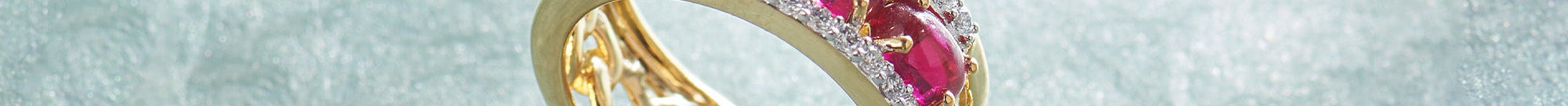 Three Row Created Ruby and Diamond Band, 14K Solid Gold,3 ct Lab Grown Diamond-1