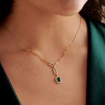 Emerald Lariat Necklace, 14K Gold Vermeil, 1/2 ct Lab Grown Diamond-2