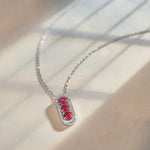 Created Ruby Paperclip Necklace, 14K Solid Gold, 1/5 ct Lab Grown Diamond-8