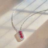 Created Ruby Paperclip Necklace, 14K Solid Gold, 1/5 ct Lab Grown Diamond-8