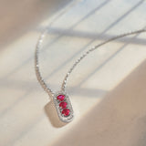 Created Ruby Paperclip Necklace, Sterling Silver, 1/5 ct Lab Grown Diamond-8