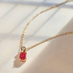 Created Ruby Diamond Necklace, 14K Gold Vermeil, 1/20 ct Lab Grown Diamond-7