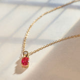 Created Ruby Diamond Necklace, 14K Gold Vermeil, 1/20 ct Lab Grown Diamond-7