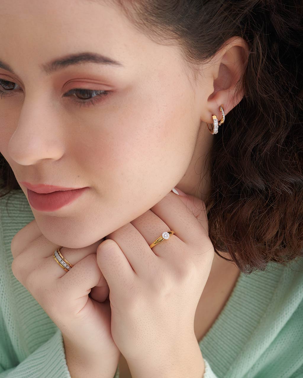 Trio Stackable Diamond Band, 14K Gold Vermeil, 1/4 ct Lab Grown Diamond-6