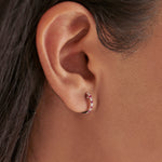 Created Ruby Diamond Hoops, Sterling Silver, 1/10 ct Lab Grown Diamond-2