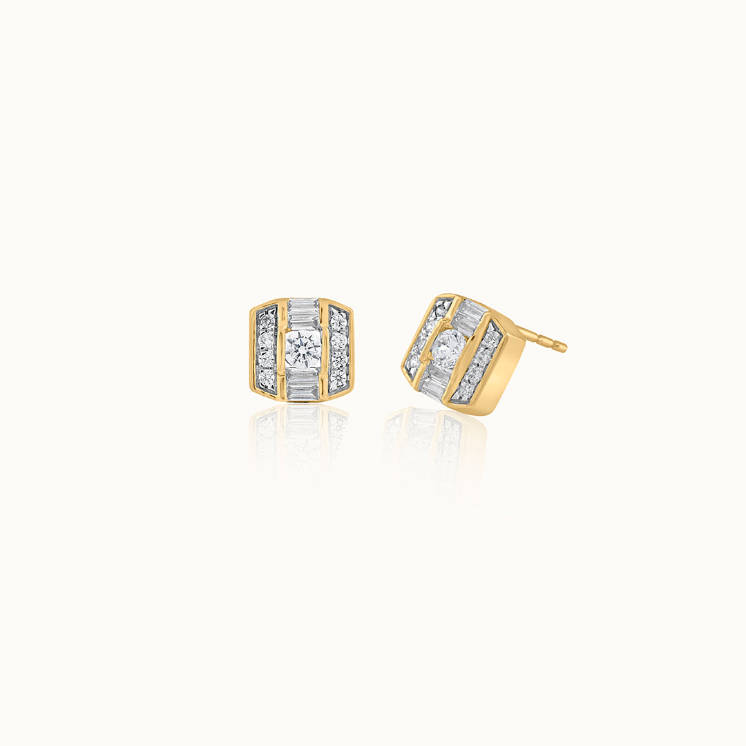 Elegant Octa Cluster Diamond Earrings, 14K Gold Vermeil, 1/2 ct Lab Grown Diamond-3