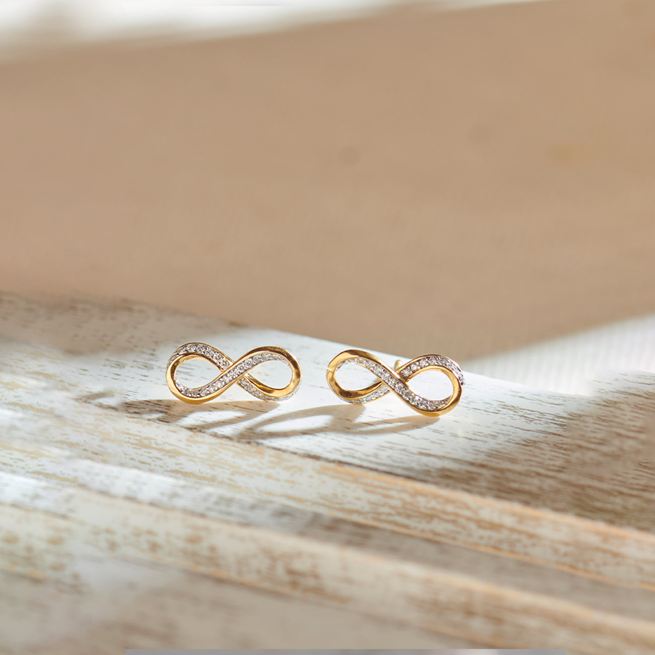 Infinity Diamond Earrings, 14K Solid Gold, 1/4 ct Lab Grown Diamond-1