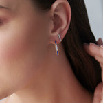 Blue Cera Ovate Diamond Hoops, 14K Gold Vermeil, 1/4 ct Lab Grown Diamond-8