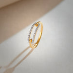 Pave Diamond Paperclip Ring, 14K Gold Vermeil, 1/6 ct Lab Grown Diamond-5