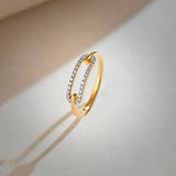 Pave Diamond Paperclip Ring, 14K Gold Vermeil, 1/6 ct Lab Grown Diamond-5
