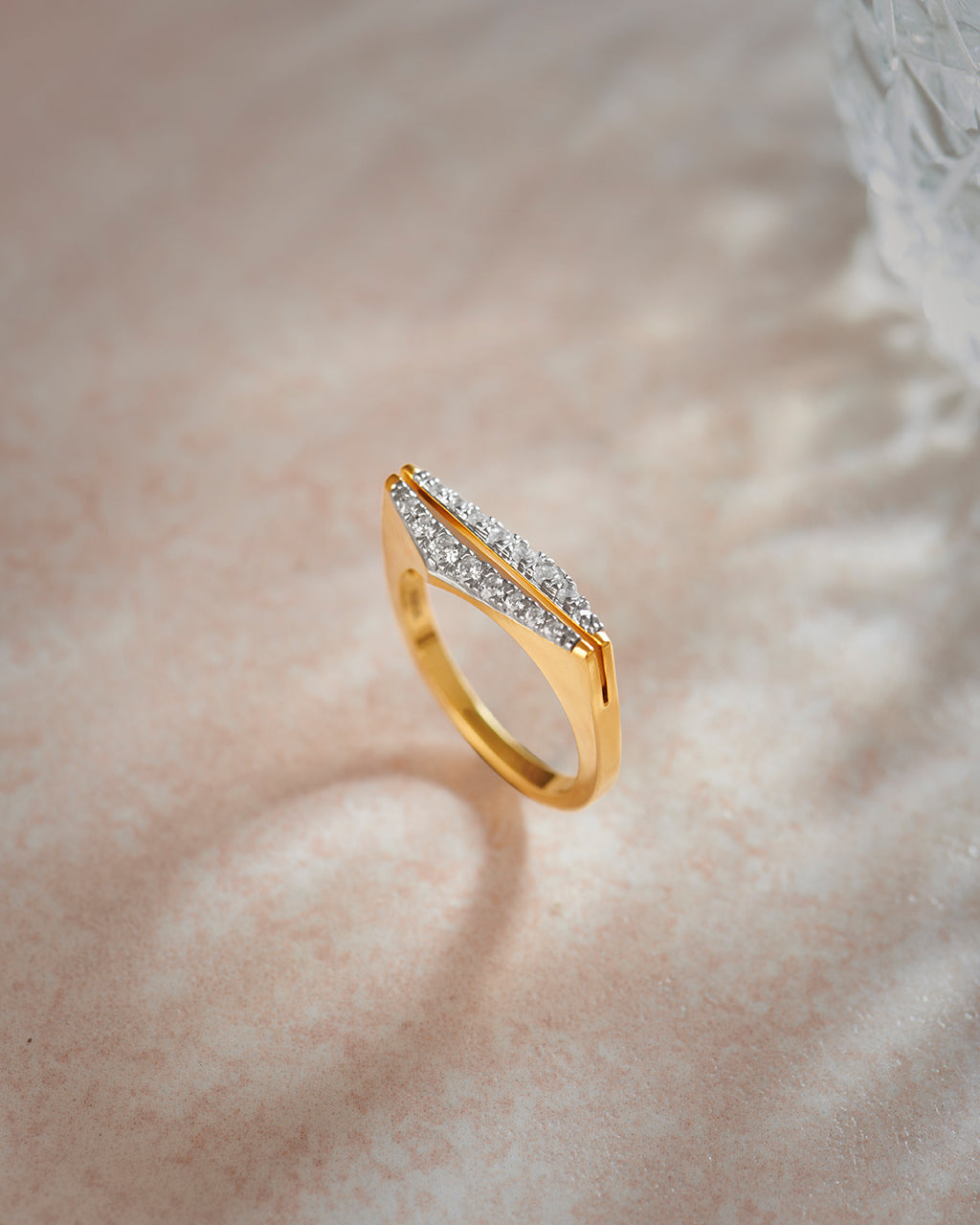Pyramid Diamond Band, 14K Gold Vermeil, 1/3 ct Lab Grown Diamond-5