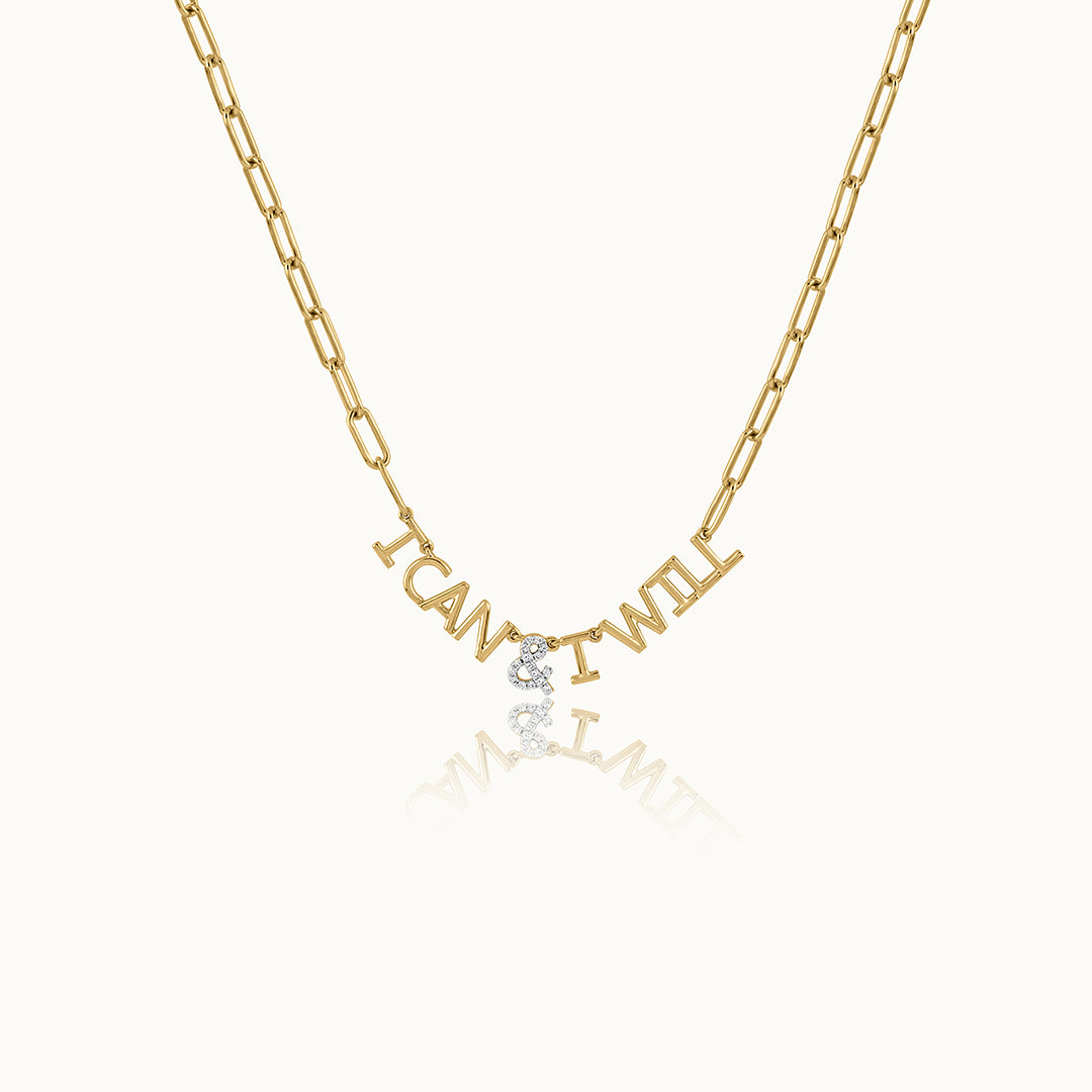 I Can & I Will Diamond Paperclip Necklace