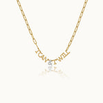 I Can & I Will Diamond Paperclip Necklace, 14K Solid Gold, 1/10 ct Lab Grown Diamond-3