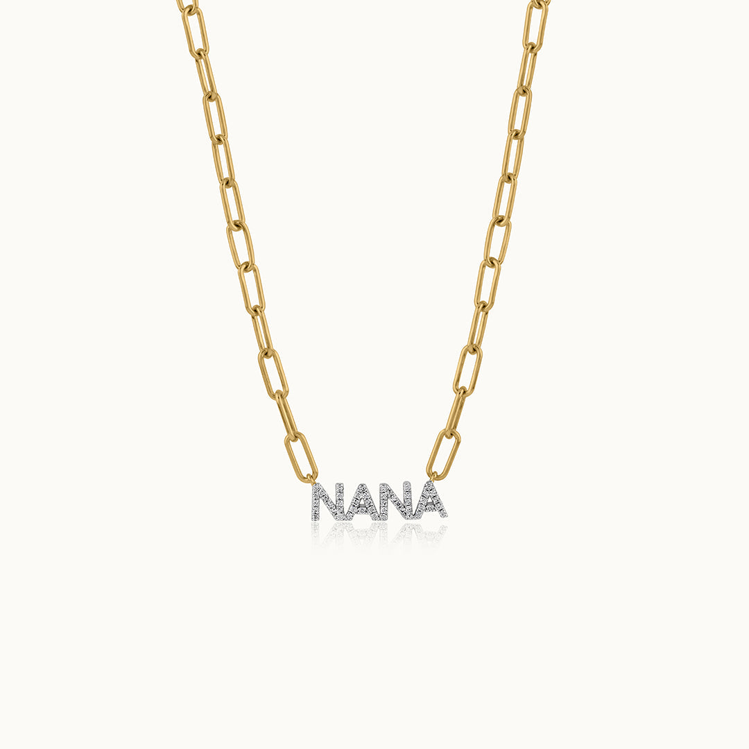 Nana Diamond Paperclip Necklace, 14K Solid Gold, 1/4 ct Lab Grown Diamond-3
