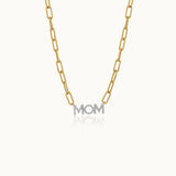 Mom Diamond Paperclip Necklace, 14K Solid Gold, 1/4 ct Lab Grown Diamond-3