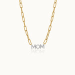 Mom Diamond Paperclip Necklace, 14K Gold Vermeil, 1/4 ct Lab Grown Diamond-3