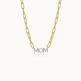 Mom Diamond Paperclip Necklace, 14K Gold Vermeil, 1/4 ct Lab Grown Diamond-3