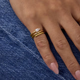 Pear Diamond Coil Pinky Ring