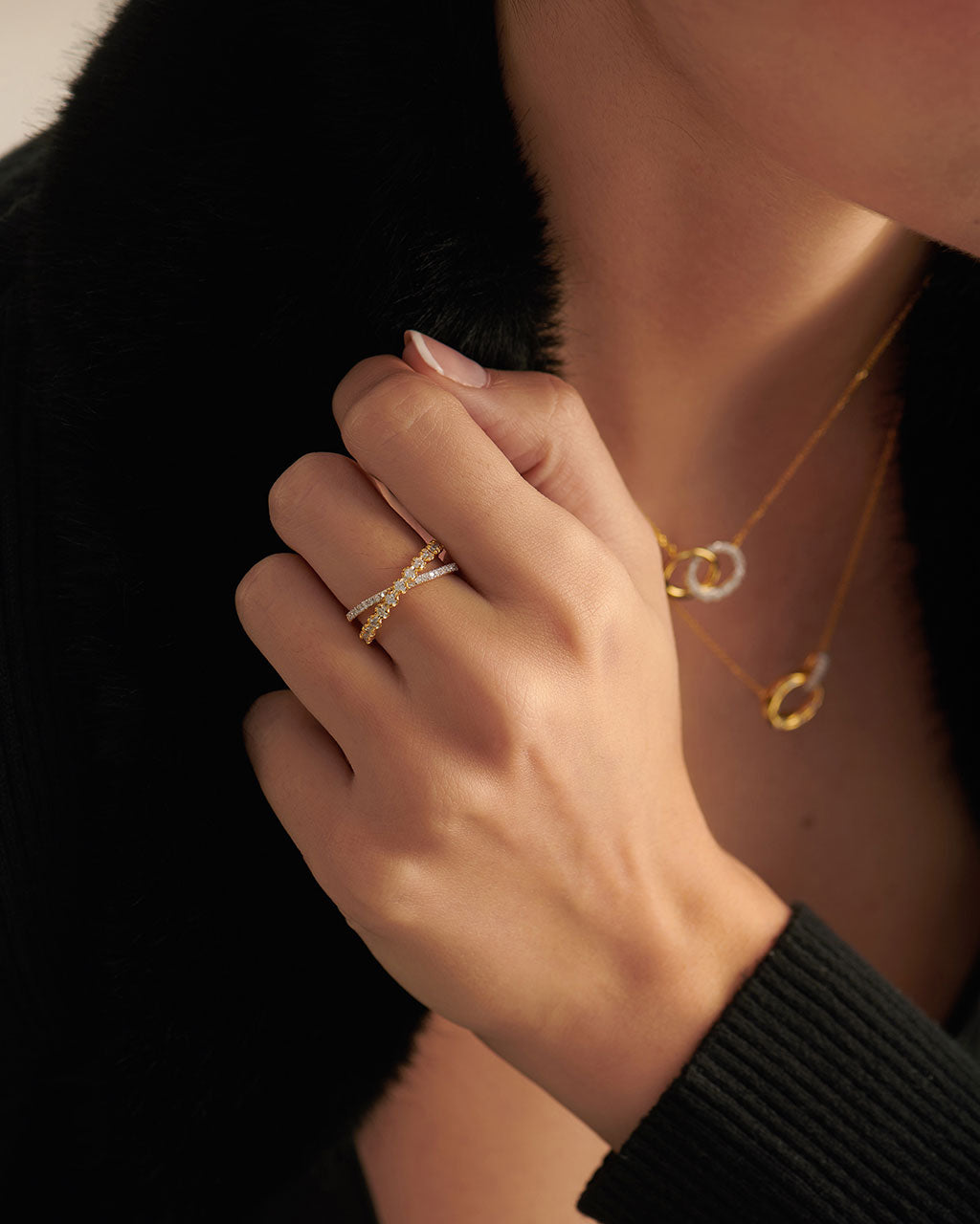 Criss Cross Diamond Ring, 14K Gold Vermeil, 1/2 ct Lab Grown Diamond-5