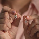 Soda Tab Hoops, 14K Solid Gold, 1/2 ct Lab Grown Diamond-3