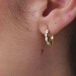 Floral Small Hoops, 14K Gold Vermeil, 1/6 ct Lab Grown Diamond-4