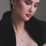 Round Cluster Diamond Necklace, Sterling Silver, 1/2 ct Lab Grown Diamond-4