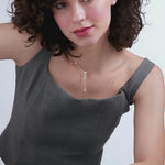 Teardrop Diamond Lariat Necklace, 14K Solid Gold, 1/3 ct Lab Grown Diamond-4