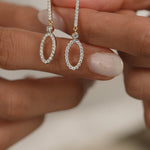 Diamond Oval Drop Earrings, 14K Gold Vermeil, 1/2 ct Lab Grown Diamond-4
