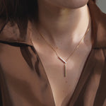 Adjustable Bar Diamond Lariat Necklace, 14K Gold Vermeil, 1/10 ct Lab Grown Diamond-4