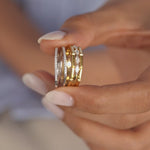 Five Rows Stackable Diamond Band, 14K Solid Gold, 5/8 ct Lab Grown Diamond-4