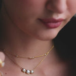 Three Stone Solitaire Necklace, 14K Gold Vermeil, 1 ct Lab Grown Diamond-3