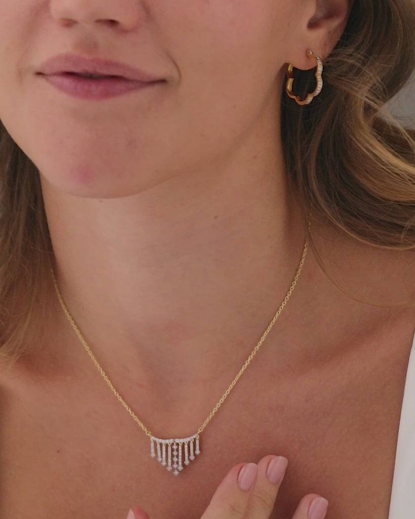 Shimmer Fringes Necklace, 14K Gold Vermeil, 1/2 ct Lab Grown Diamond-3