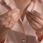Deco Diamond Necklace, Sterling Silver, 3/8 ct Lab Grown Diamond-3