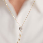 Adjustable Heart Diamond Lariat Necklace, 14K Gold Vermeil, 1/3 ct Lab Grown Diamond-4